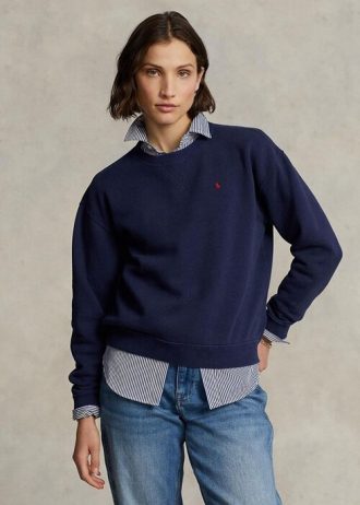 Sudadera con cuello redondo de polar Ralph Lauren para mujer en color azul marino