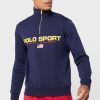 Sudadera con media cremallera y logotipo de Ralph Lauren para hombre en azul marino