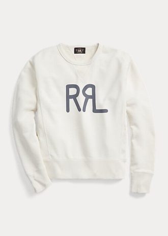 Sudadera de cuello redondo de felpa francesa con logotipo de Ralph Lauren para mujer en color crema Sudadera de cuello redondo de felpa francesa con logotipo de Ralph Lauren para mujer en color crema
