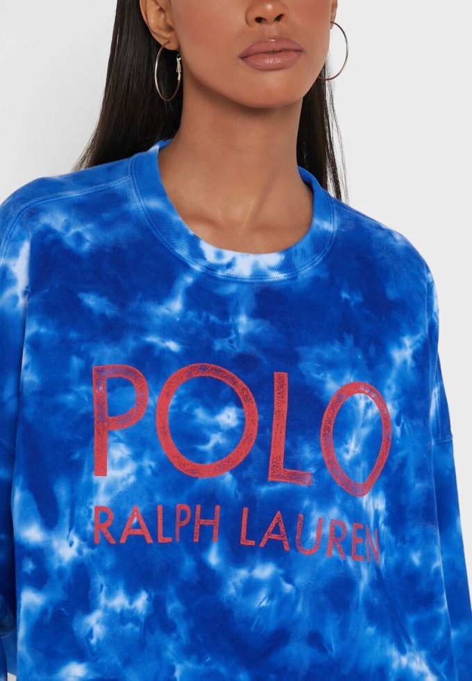 Sudadera de punto con cuello redondo de Ralph Lauren para mujer en azul Sudadera de punto con cuello redondo de Ralph Lauren para mujer en azul