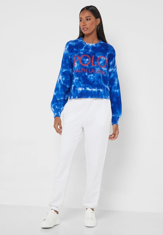 Sudadera de punto con cuello redondo de Ralph Lauren para mujer en azul Sudadera de punto con cuello redondo de Ralph Lauren para mujer en azul
