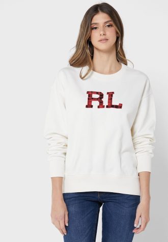 Sudadera de punto con gráficos de Ralph Lauren en beige para mujer