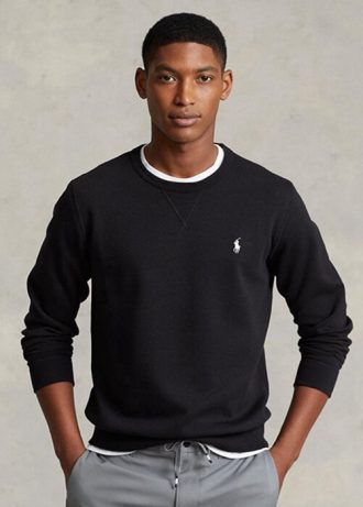 Sudadera negra de punto doble Ralph Lauren para hombre