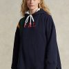 Sudadera polar a rayas Ralph Lauren para mujer, color azul marino Sudadera polar a rayas Ralph Lauren para mujer, color azul marino