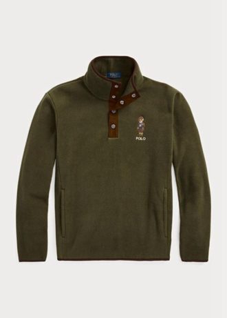 Sudadera polar cepillada Ralph Lauren Polo Bear para hombre en color oliva