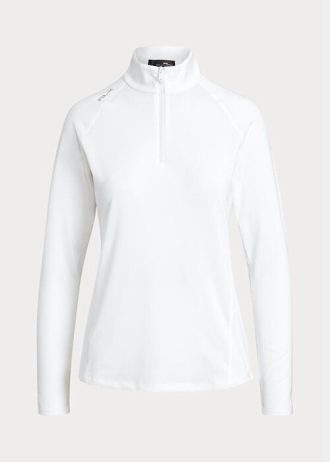 Sudadera Ralph Lauren blanca con cremallera de un cuarto para mujer