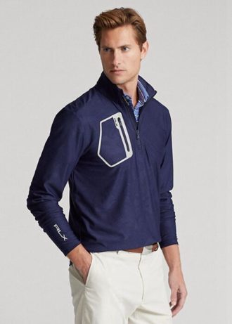 Sudadera tipo jersey de jacquard con estampado de camuflaje de corte clásico de Ralph Lauren Golf en azul marino para hombre