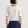 Suéteres blancos de manga corta de mezcla de seda Ralph Lauren para mujer Suéteres blancos de manga corta de mezcla de seda Ralph Lauren para mujer
