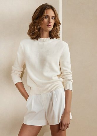 Suéteres blancos de mezcla de algodón con adornos de Ralph Lauren para mujer Suéteres blancos de mezcla de algodón con adornos de Ralph Lauren para mujer