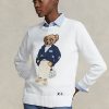 Suéteres blancos de mezcla de algodón Ralph Lauren Polo Bear para mujer