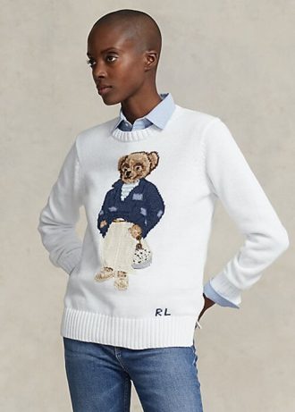Suéteres blancos de mezcla de algodón Ralph Lauren Polo Bear para mujer Suéteres blancos de mezcla de algodón Ralph Lauren Polo Bear para mujer