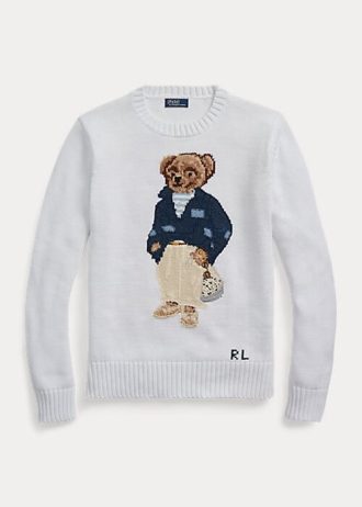 Suéteres blancos de mezcla de algodón Ralph Lauren Polo Bear para mujer Suéteres blancos de mezcla de algodón Ralph Lauren Polo Bear para mujer