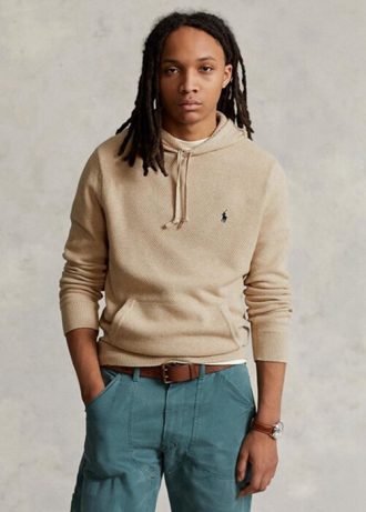 Suéteres con capucha de algodón texturizado Ralph Lauren para hombre en beige