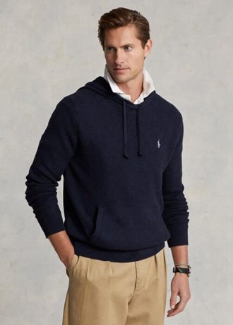 Suéteres con capucha de algodón texturizado Ralph Lauren para hombre en color azul marino