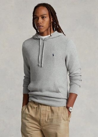 Suéteres con capucha de algodón texturizado Ralph Lauren para hombre en gris