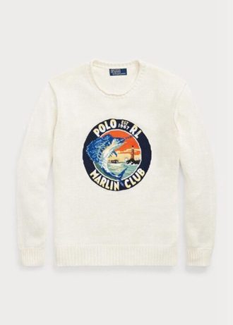 Suéteres con gráficos de algodón y lino Ralph Lauren para hombre en blanco