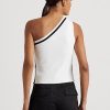 Suéteres cortos Ralph Lauren de dos tonos y un solo hombro para mujer en blanco Suéteres cortos Ralph Lauren de dos tonos y un solo hombro para mujer en blanco