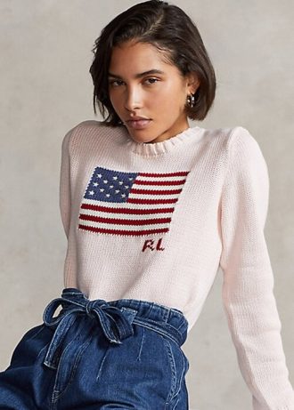 Suéteres de algodón con la bandera del poni rosa de Ralph Lauren para mujer Suéteres de algodón con la bandera del poni rosa de Ralph Lauren para mujer