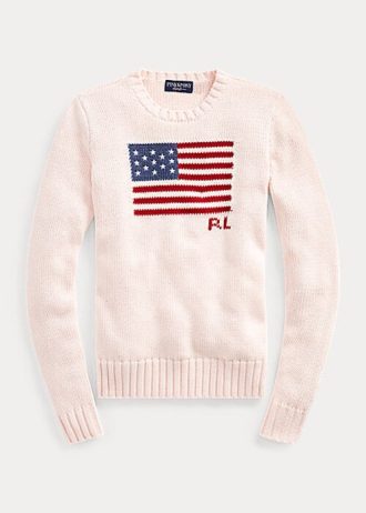 Suéteres de algodón con la bandera del poni rosa de Ralph Lauren para mujer Suéteres de algodón con la bandera del poni rosa de Ralph Lauren para mujer