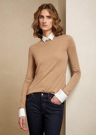 Suéteres de cachemira con cuello Ralph Lauren para mujer en color marrón Suéteres de cachemira con cuello Ralph Lauren para mujer en color marrón