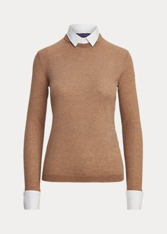 Suéteres de cachemira con cuello Ralph Lauren para mujer en color marrón Suéteres de cachemira con cuello Ralph Lauren para mujer en color marrón
