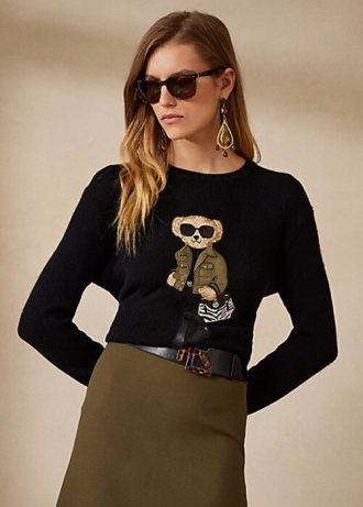 Suéteres de cachemira negros con diseño de oso utilitario de Ralph Lauren para mujer Suéteres de cachemira negros con diseño de oso utilitario de Ralph Lauren para mujer
