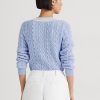 Suéteres de críquet de punto trenzado Ralph Lauren azules para mujer Suéteres de críquet de punto trenzado Ralph Lauren azules para mujer