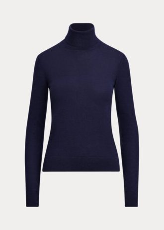 Suéteres de cuello alto de cachemira Ralph Lauren para mujer en azul marino Suéteres de cuello alto de cachemira Ralph Lauren para mujer en azul marino