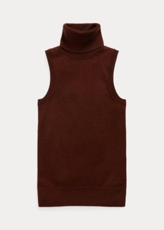 Suéteres de cuello alto sin mangas de lana Ralph Lauren para mujer en color marrón Suéteres de cuello alto sin mangas de lana Ralph Lauren para mujer en color marrón