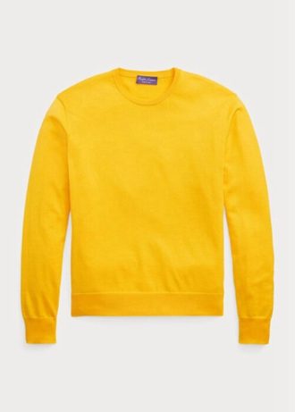 Suéteres de cuello redondo de algodón Ralph Lauren amarillos para hombre