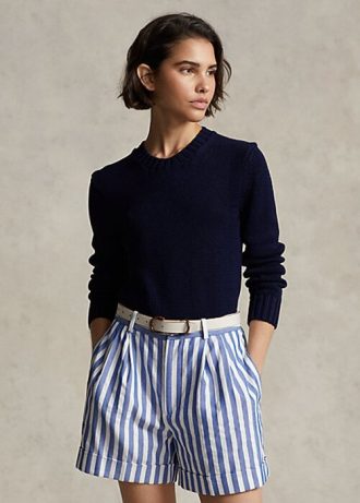 Suéteres de cuello redondo de algodón Ralph Lauren para mujer en color azul marino Suéteres de cuello redondo de algodón Ralph Lauren para mujer en color azul marino