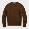 Suéteres de cuello redondo de lana con parche de gamuza de Ralph Lauren para hombre en color marrón