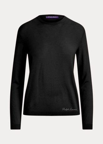 Suéteres de cuello redondo de lana merino Ralph Lauren negros para mujer Suéteres de cuello redondo de lana merino Ralph Lauren negros para mujer