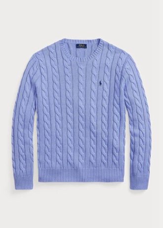 Suéteres de punto trenzado de algodón morados de Ralph Lauren para hombre