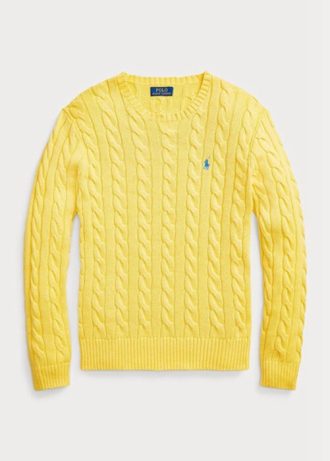 Suéteres de punto trenzado de algodón Ralph Lauren para hombre en amarillo