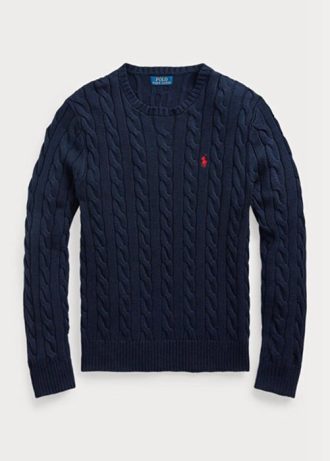 Suéteres de punto trenzado de algodón Ralph Lauren para hombre en azul marino