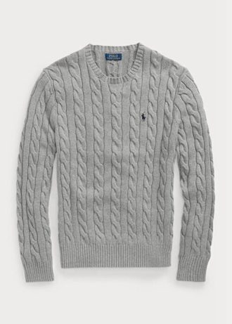 Suéteres de punto trenzado de algodón Ralph Lauren para hombre en gris