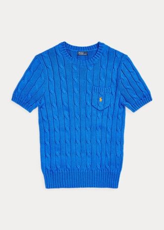 Suéteres Ralph Lauren de algodón de manga corta en azul para mujer