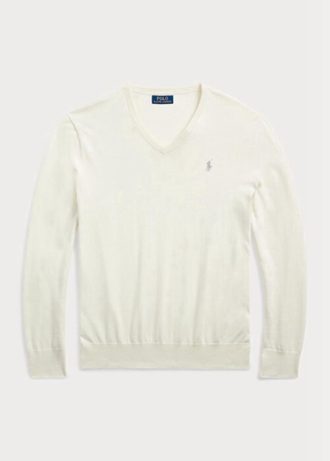 Suéteres Ralph Lauren de algodón texturizado de corte entallado para hombre, color blanco Suéteres Ralph Lauren de algodón texturizado de corte entallado para hombre, color blanco