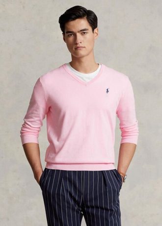 Suéteres Ralph Lauren de algodón texturizado de corte entallado para hombre en color rosa Suéteres Ralph Lauren de algodón texturizado de corte entallado para hombre en color rosa