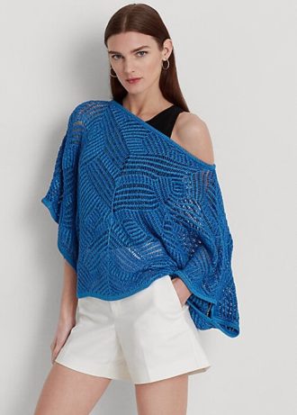 Suéteres Ralph Lauren de malla de algodón extragrande para mujer en azul