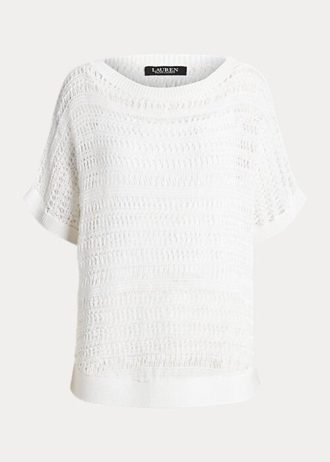 Suéteres Ralph Lauren de manga corta de algodón blanco para mujer