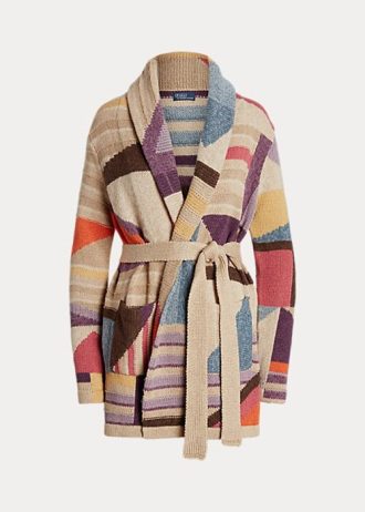 Suéteres Ralph Lauren de mezcla de lino con chal y motivo geométrico multicolor para mujer