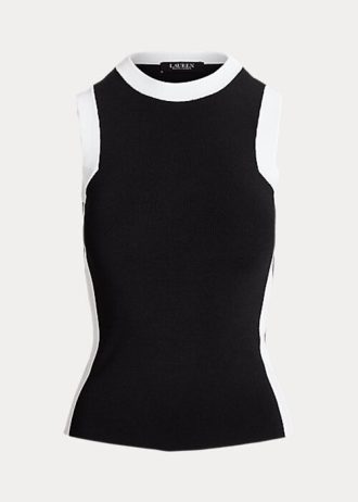 Suéteres sin mangas bicolor Ralph Lauren para mujer, en blanco y negro