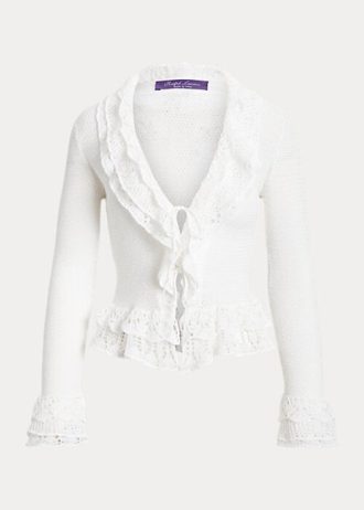 Suéteres tipo cárdigan con volantes de Ralph Lauren para mujer en blanco