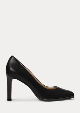 Tacones negros Ralph Lauren Camila de piel bruñida para mujer Tacones negros Ralph Lauren Camila de piel bruñida para mujer