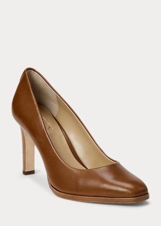 Tacones Ralph Lauren Camila de piel bruñida color marrón para mujer Tacones Ralph Lauren Camila de piel bruñida color marrón para mujer