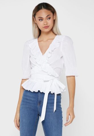 Tops blancos con detalle de volantes de Ralph Lauren para mujer
