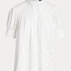 Tops de algodón con bordado de ojales de Ralph Lauren para mujer en blanco Tops de algodón con bordado de ojales de Ralph Lauren para mujer en blanco