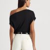 Tops de jersey elástico Ralph Lauren negros para mujer Tops de jersey elástico Ralph Lauren negros para mujer